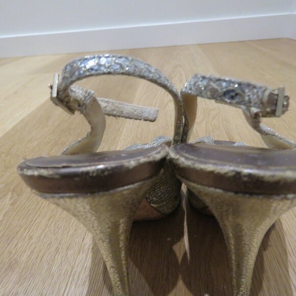 JIMMY CHOO Nova Slingback Sparkle Glitter Platform Peep Toe Heels Cocktail US 6 - Picture 13 of 15